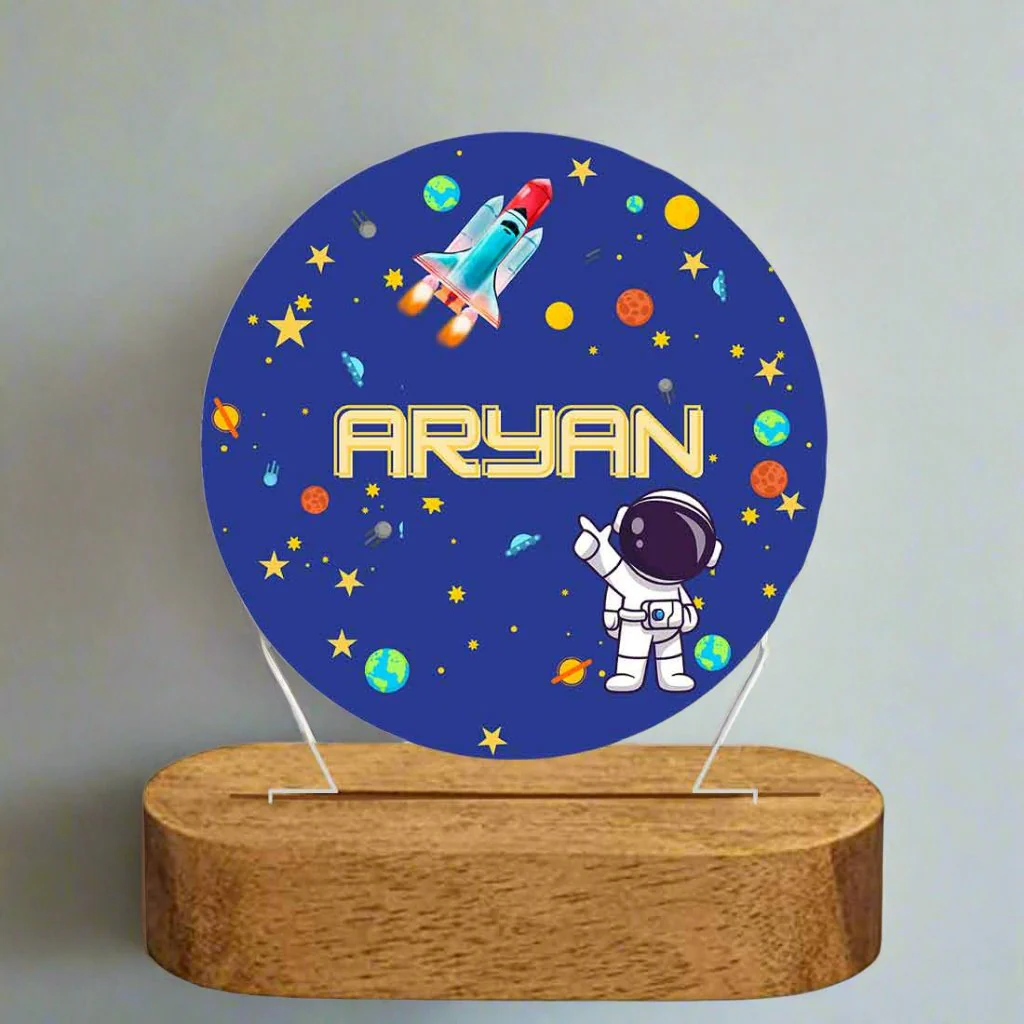 Custom Mini Night Lamp for Kids Room - Space Design with Name - Image 2