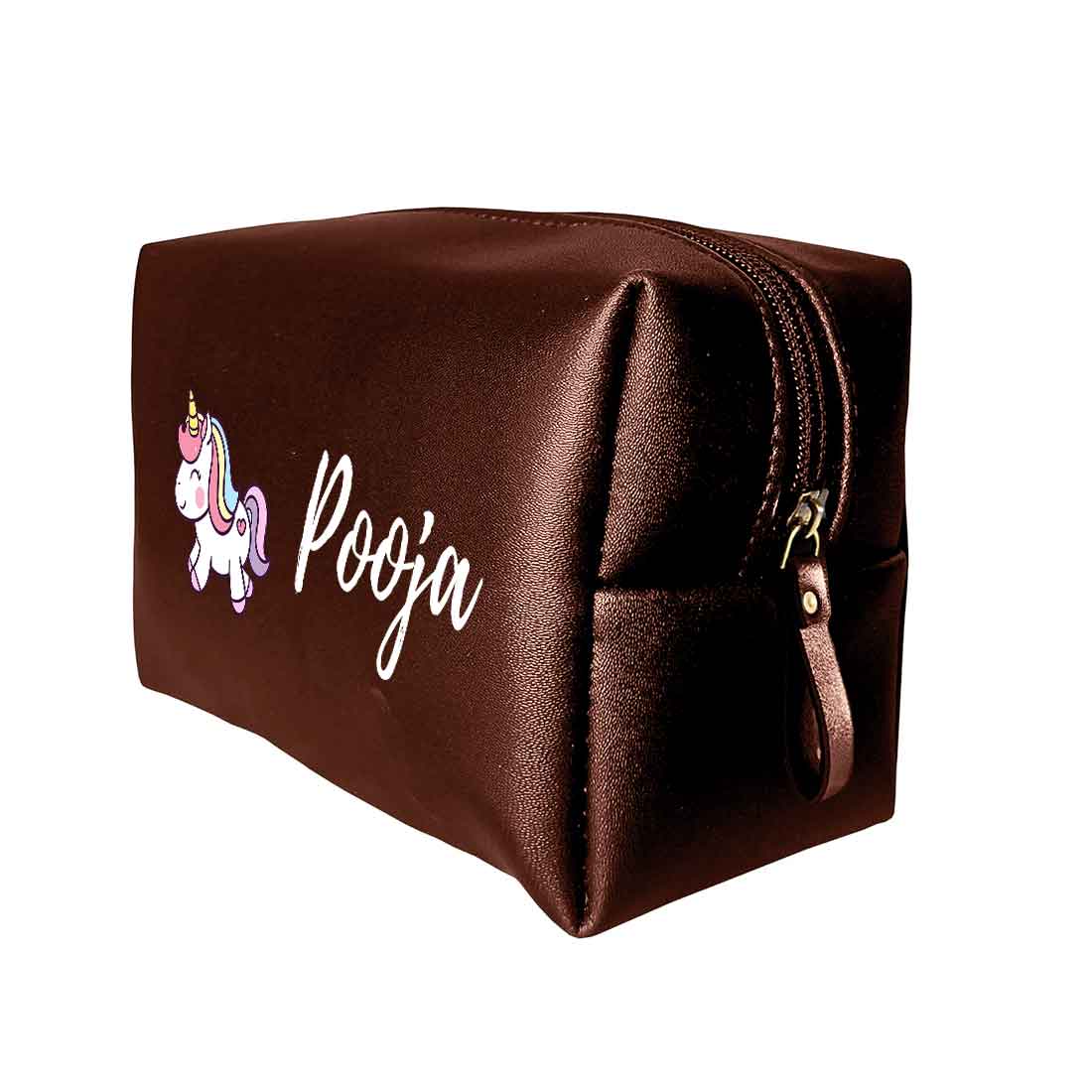 Custom Organizer Pouch with Name - Unicorn Design Premium Leather Pouch - Image 4