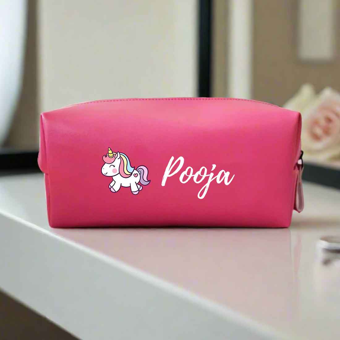 Custom Organizer Pouch with Name - Unicorn Design Premium Leather Pouch - Image 7