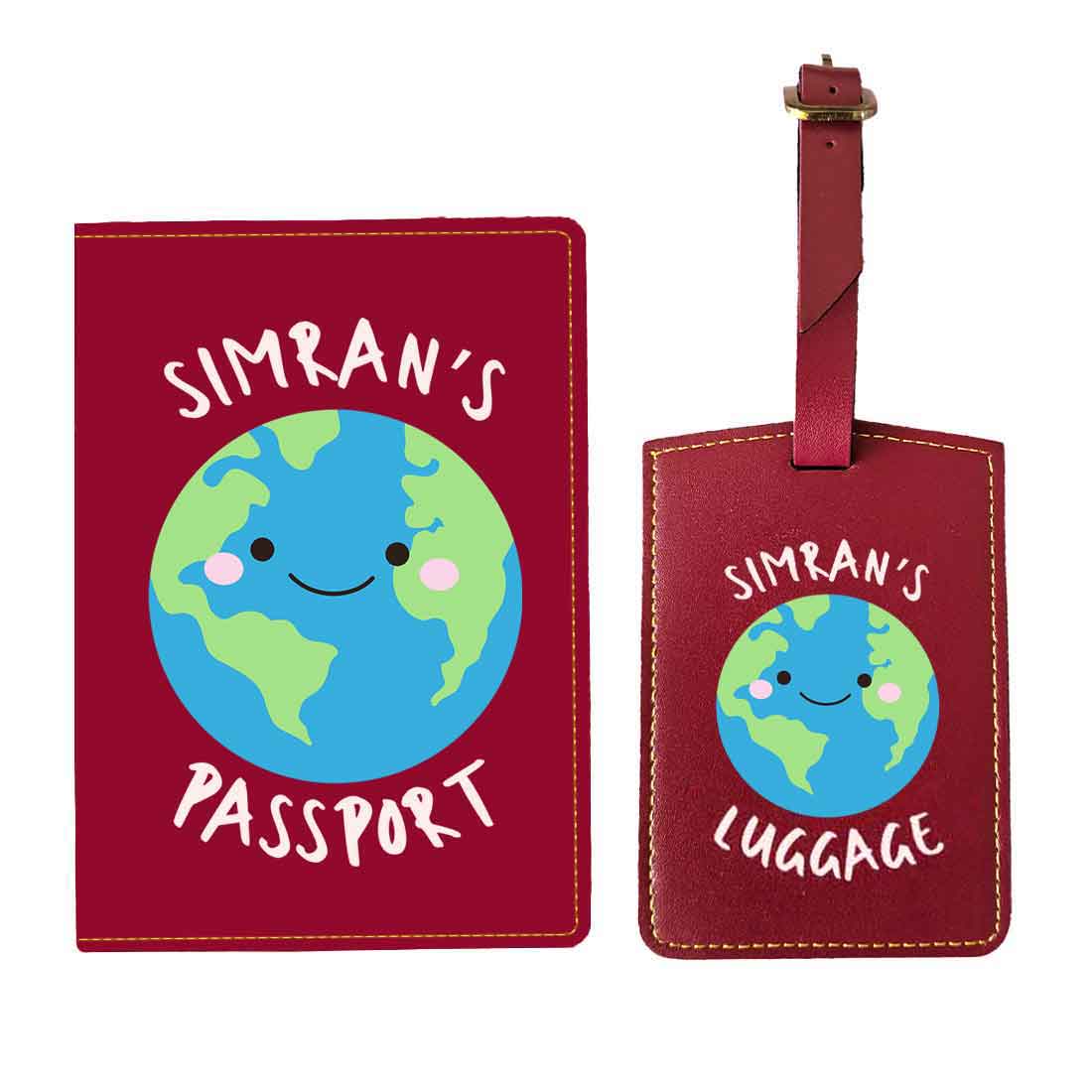 Custom Passport Case for Kids PU Leather Design Passport Cover and Luggage Tag Set - Earth - Image 13