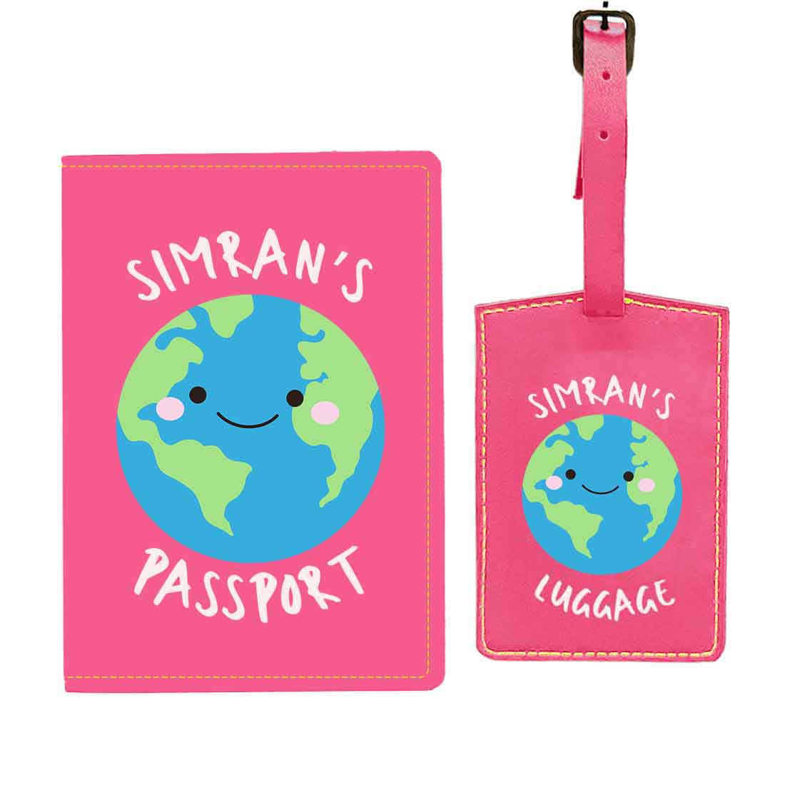 Custom Passport Case for Kids PU Leather Design Passport Cover and Luggage Tag Set - Earth - Image 19