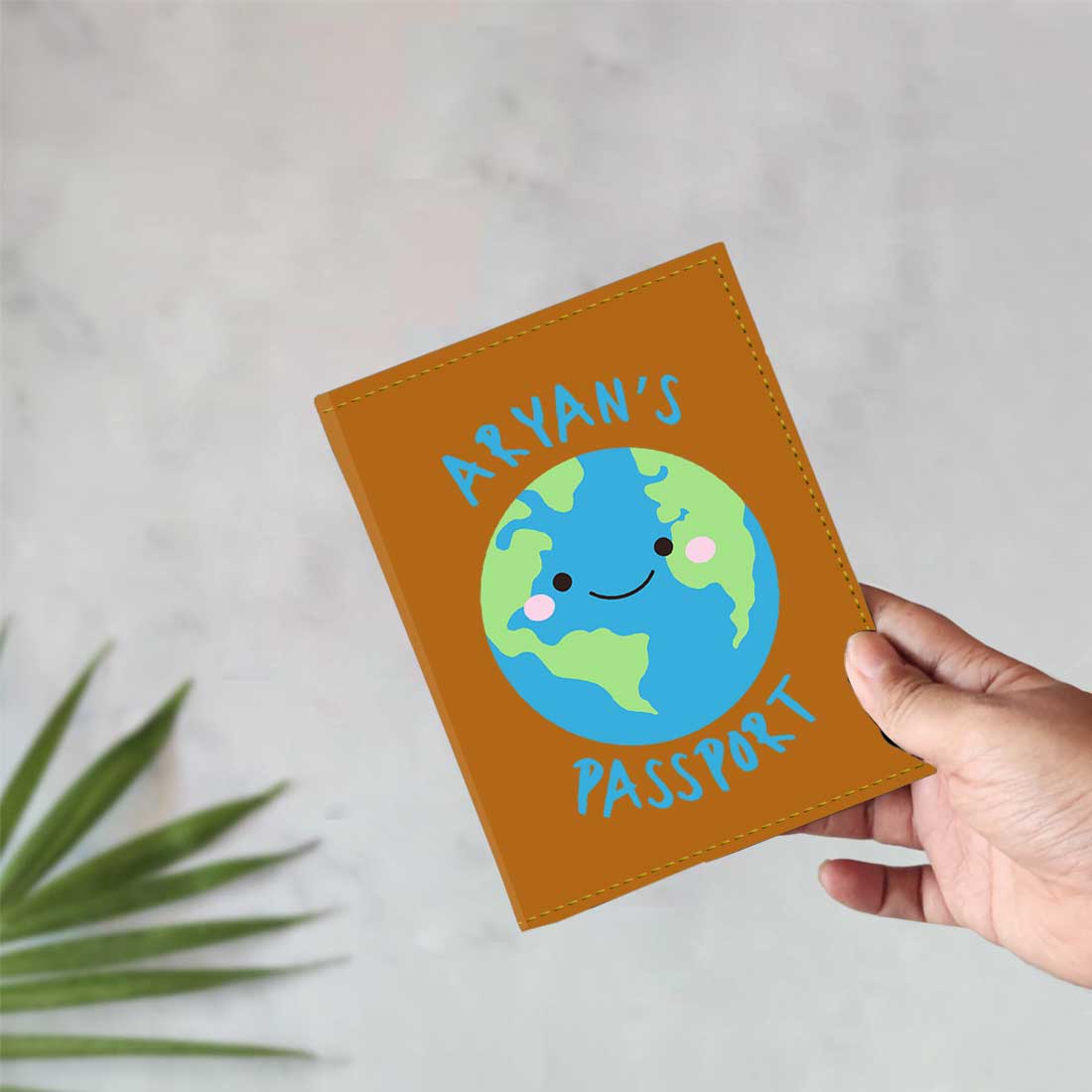 Custom Passport Case for Kids PU Leather Design Passport Cover and Luggage Tag Set - Earth - Image 25