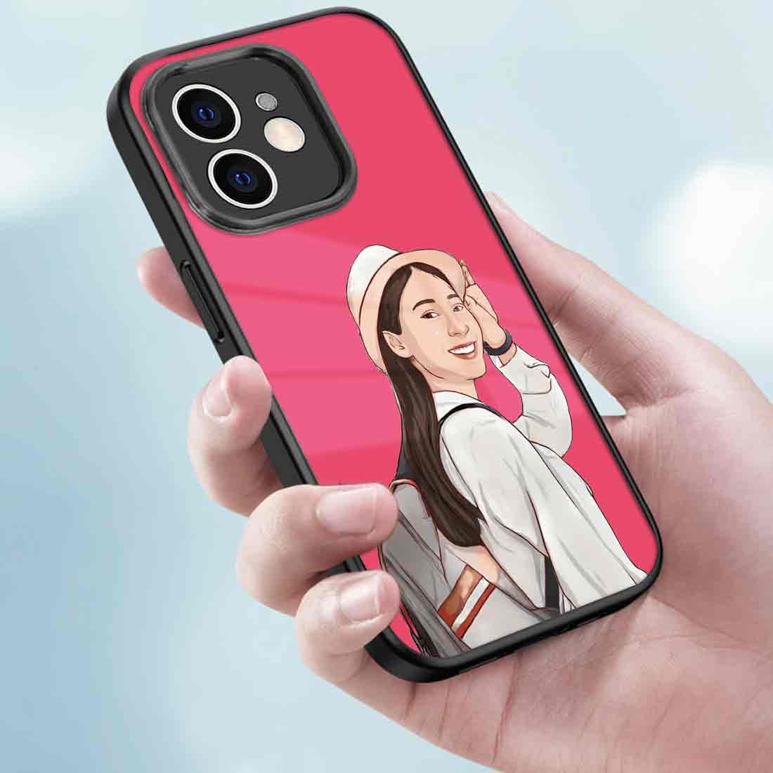 Custom Phone Cases with Pictures Pink iPhone 12 Case With Image - Cartoonize Filter - Image 3