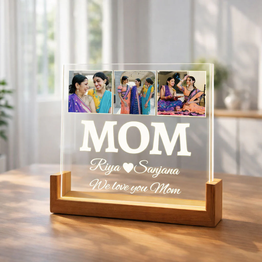 Custom Photo Lamp for Mom – LED Acrylic Desk Wooden Base Gift for Mother’s Day, Birthday Gift for Mom - Image 2