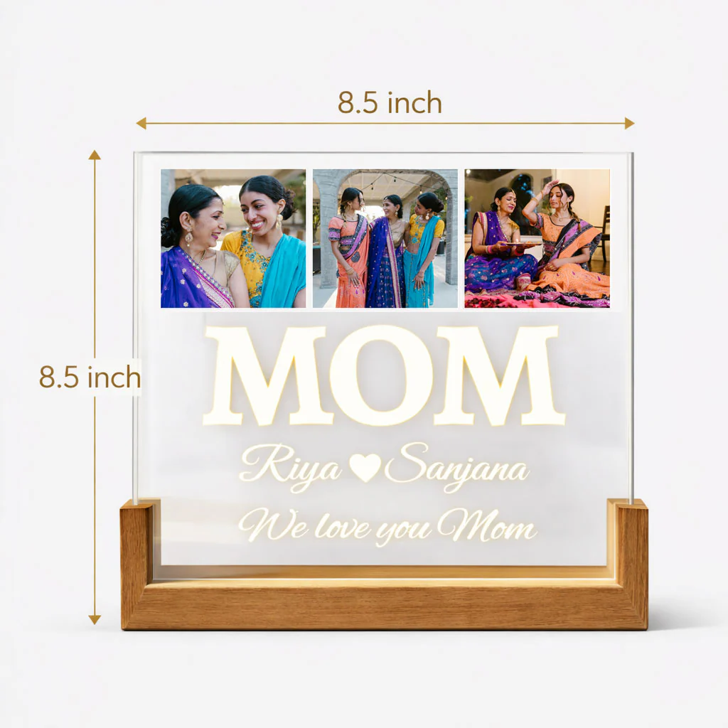 Custom Photo Lamp for Mom – LED Acrylic Desk Wooden Base Gift for Mother’s Day, Birthday Gift for Mom - Image 3