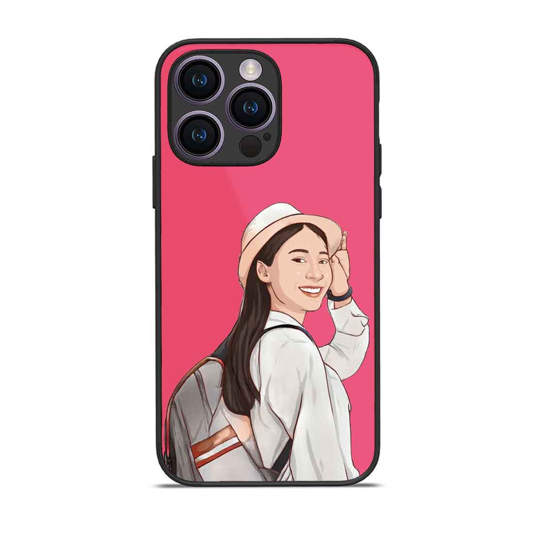 Custom Photo Mobile Cover Pink iPhone 14 Pro Case With Image - Cartoonize Filter - Image 2
