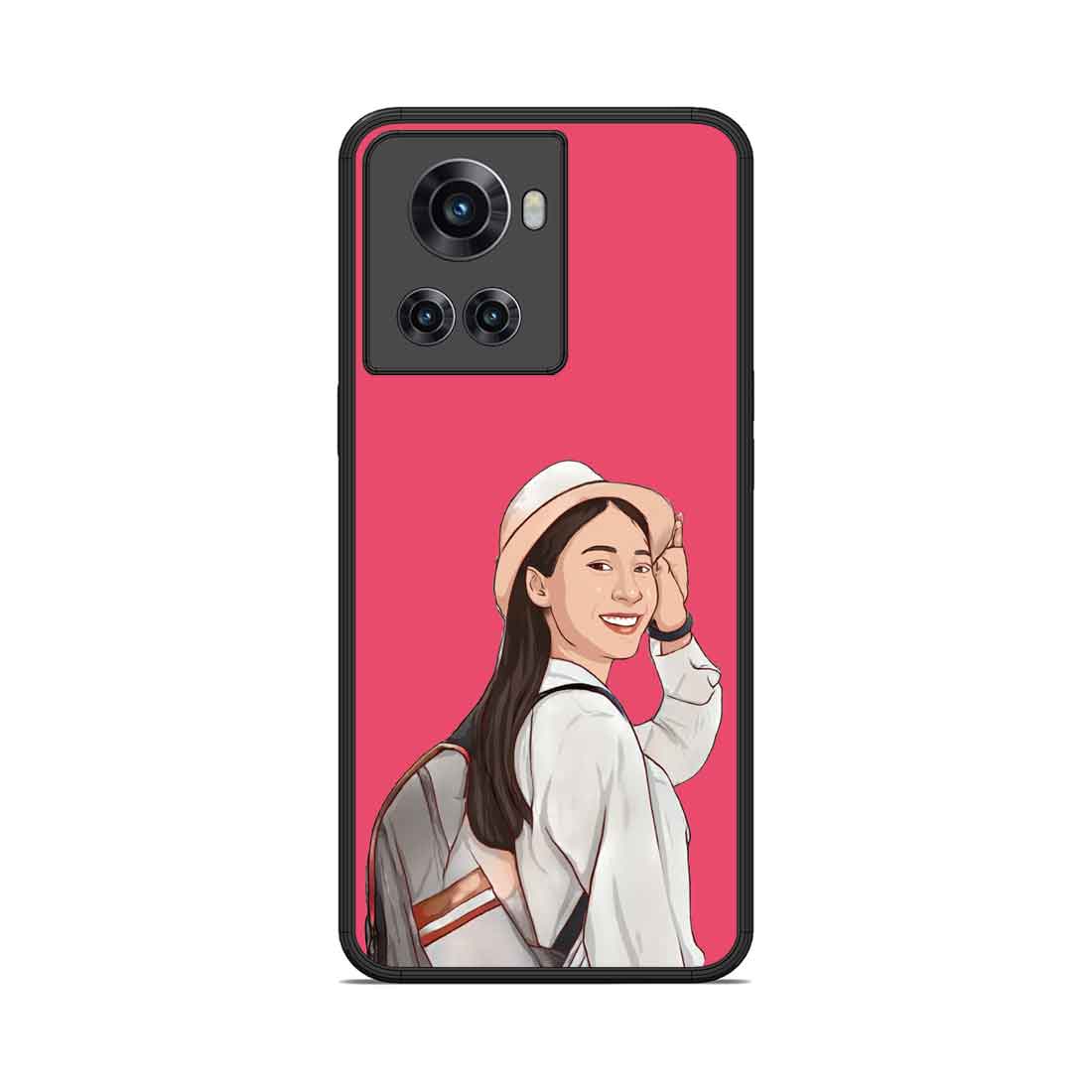 Custom Photo Mobile Cover Pink Oneplus 10R Back Cover With Image - Cartoonize Filter - Image 2