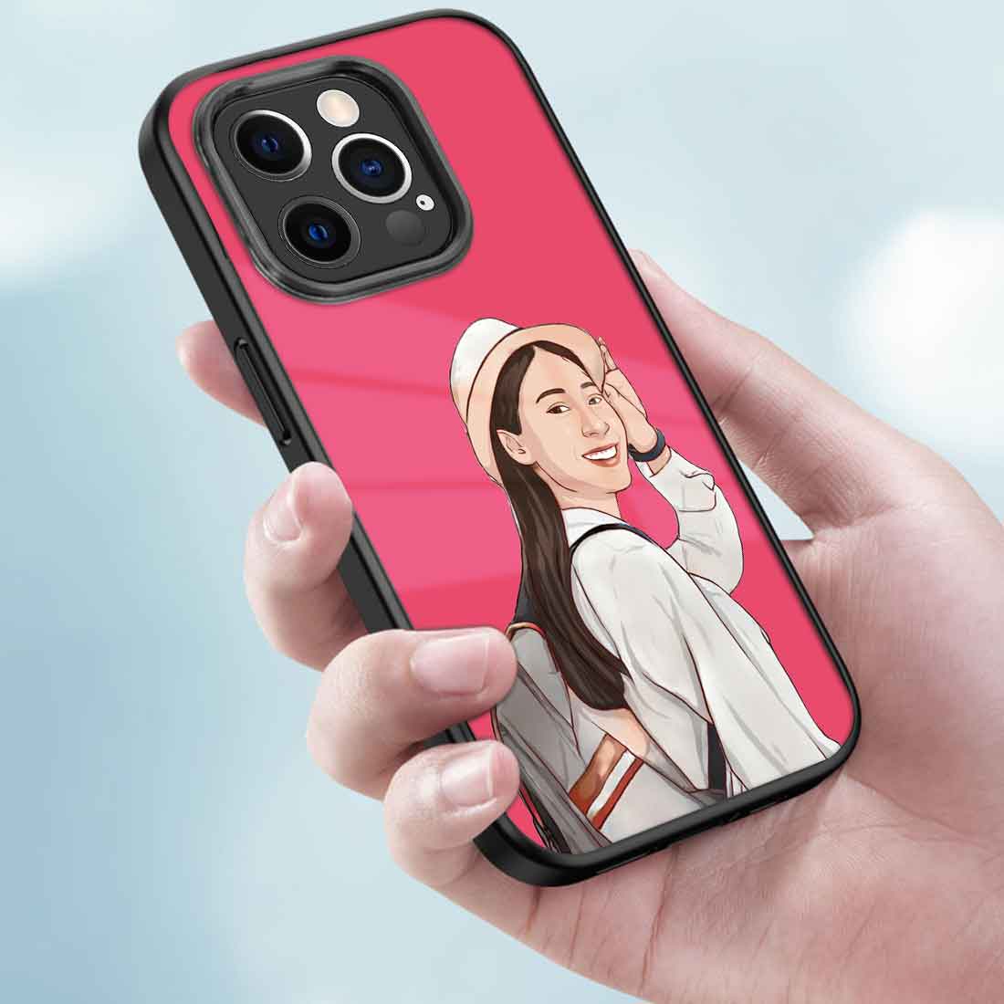 Custom Photo Phone Back Cover Pink iPhone 12 Pro Case With Image - Cartoonize Filter - Image 3