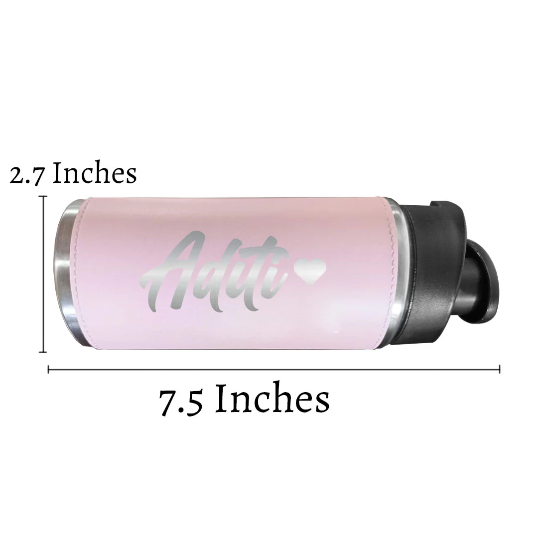 Custom Pink Water Bottle with Name - PU Leather Sipper Bottles (Gold & Silver) - Image 6
