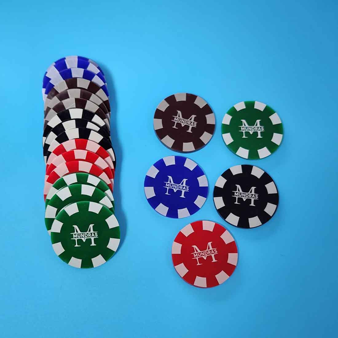 Custom Poker Chips Set in 5 colors Black, Brown, Blue, Green and Red in the set of 100/200/300 - Image 3