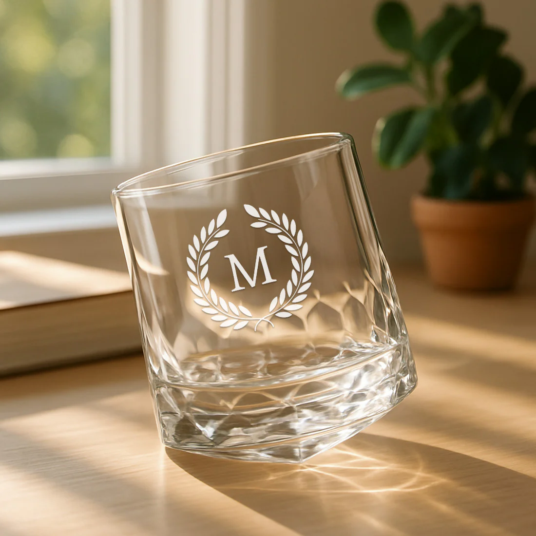 Custom Scotch Drinking Glasses – Engraved Rotating Diamond-Cut Premium Whisky Glasses, Gift for Men, Birthdays & Barware Lovers - Image 2