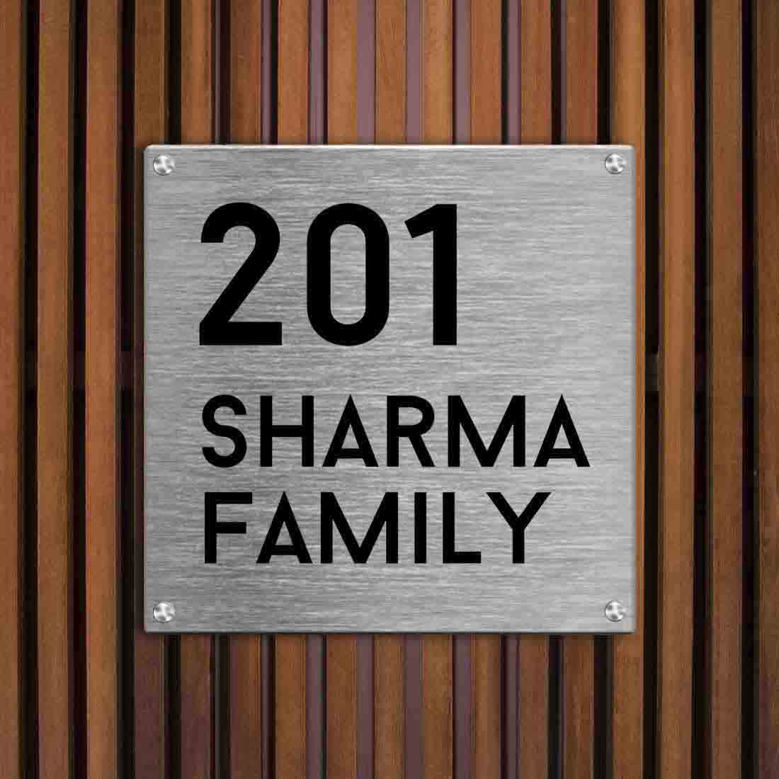 Custom Steel Name Plate for House Flat Entrance Indoor Outdoor-Square
