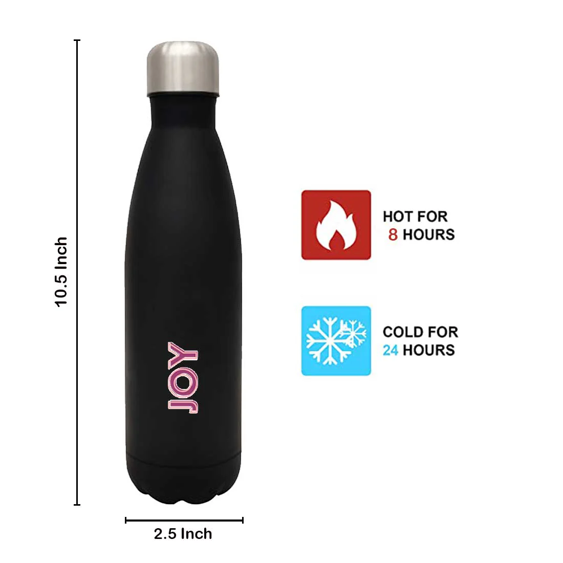 Custom Stainless Steel Water Bottle - Colored Name On Cola Shape Bottle 500ml - Set of 2 - Image 6