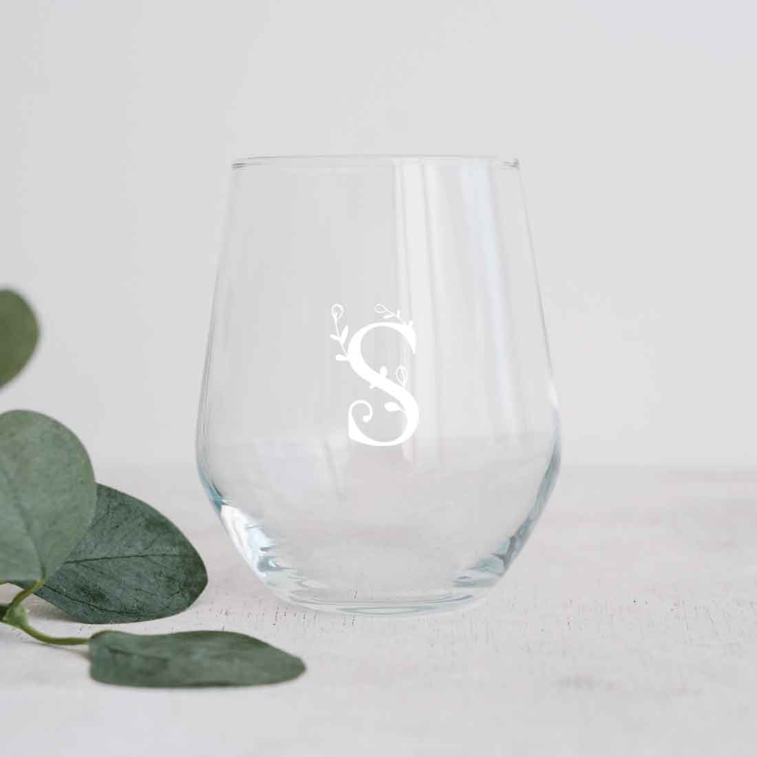 Custom Stemless Wine Glass with Initial Engraved on Cocktail / Whiskey Glass 400 ML - Image 2