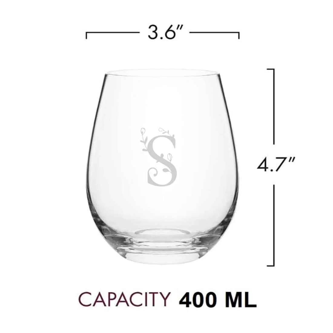 Custom Stemless Wine Glass with Initial Engraved on Cocktail / Whiskey Glass 400 ML - Image 7