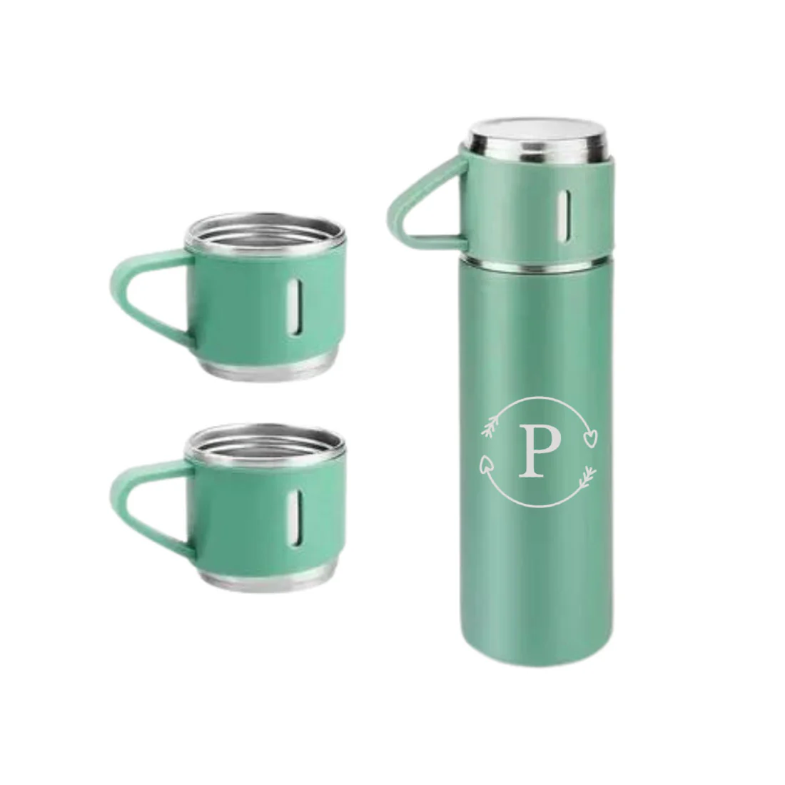Custom Thermos Bottle With 2 Cup Set Travel Coffee Tea Mug Flask Gift Box - Image 11
