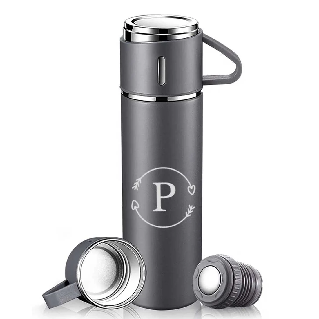 Custom Thermos Bottle With 2 Cup Set Travel Coffee Tea Mug Flask Gift Box - Image 16