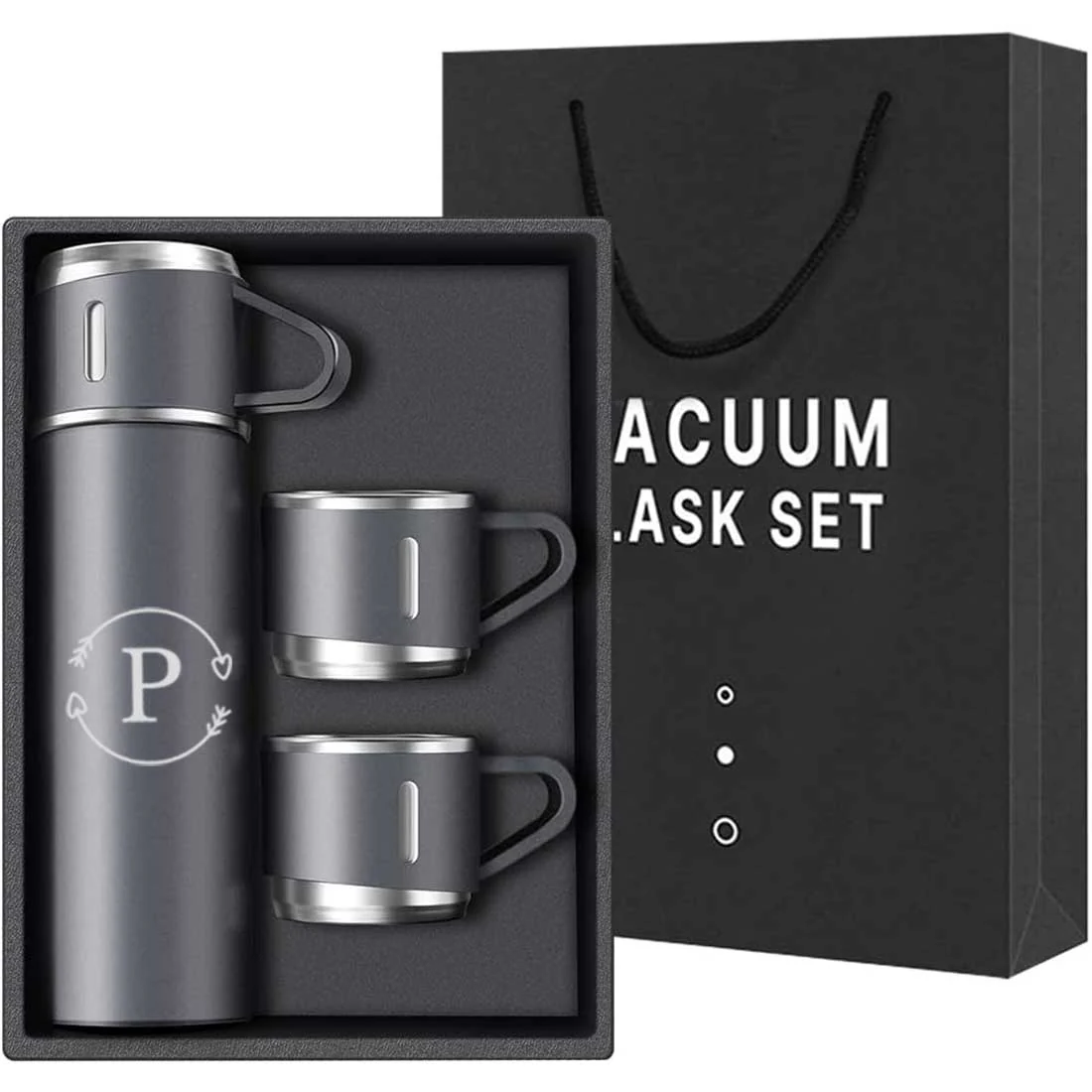 Custom Thermos Bottle With 2 Cup Set Travel Coffee Tea Mug Flask Gift Box - Image 20