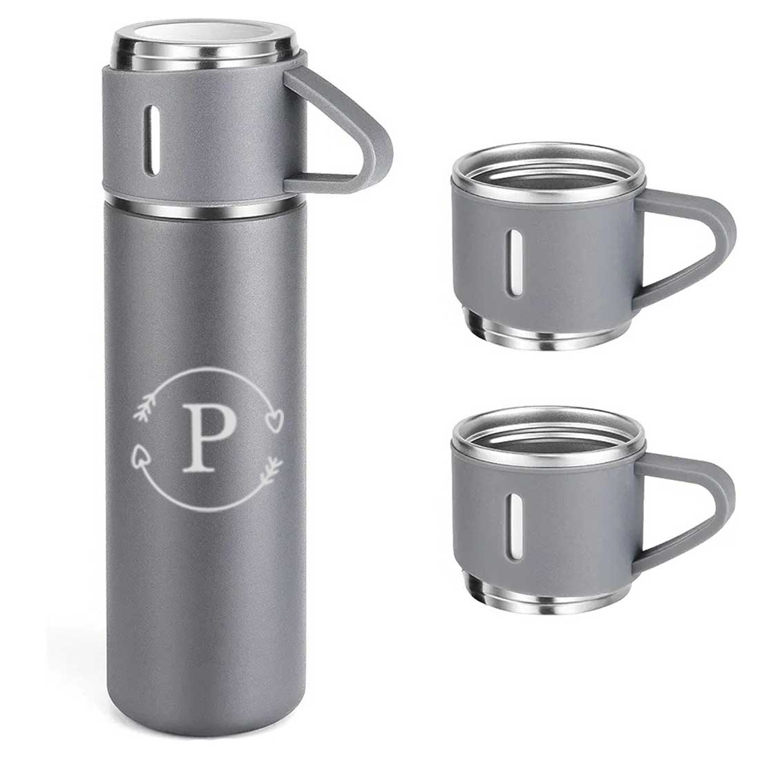 Custom Thermos Bottle With 2 Cup Set Travel Coffee Tea Mug Flask Gift Box - Image 21