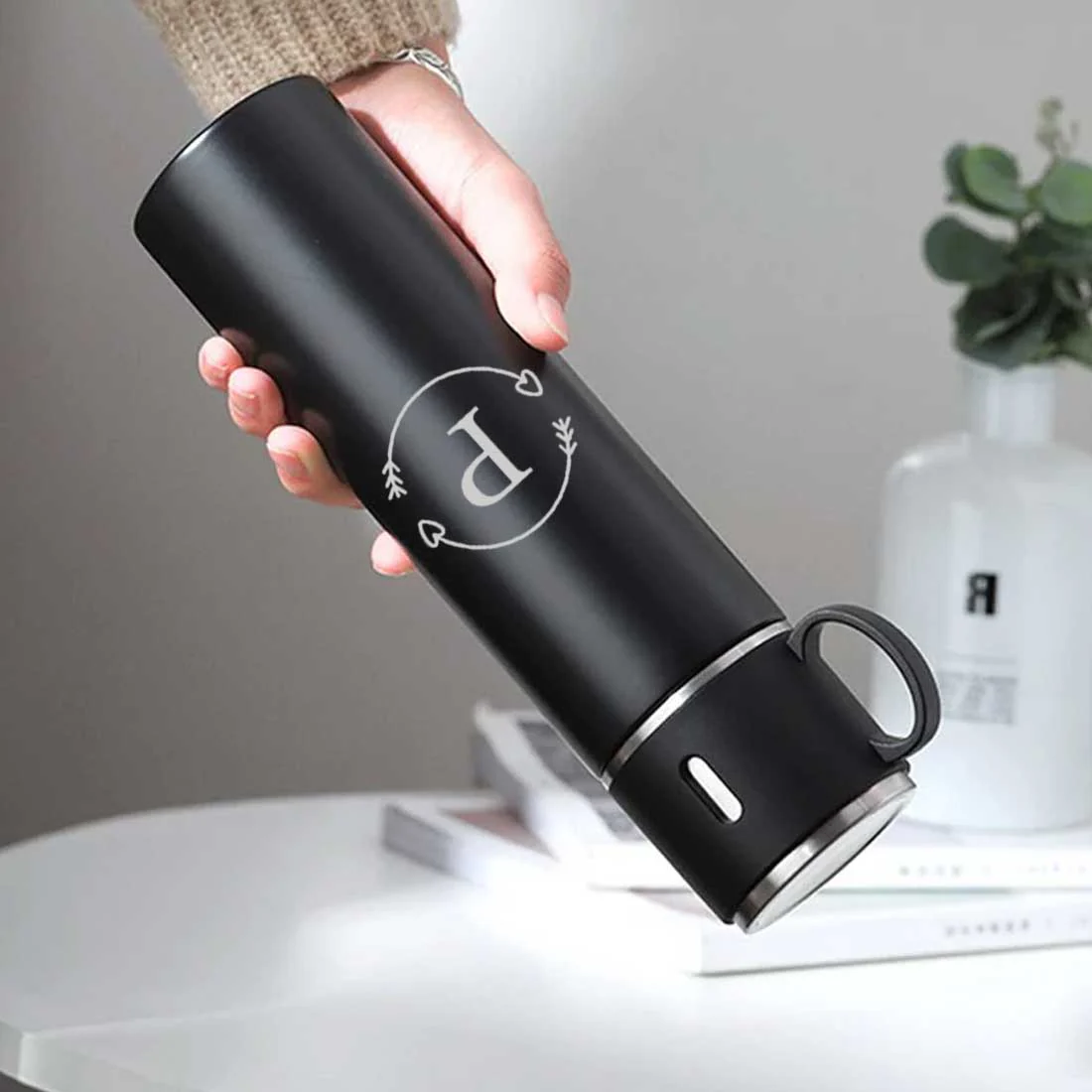 Custom Thermos Bottle With 2 Cup Set Travel Coffee Tea Mug Flask Gift Box - Image 23