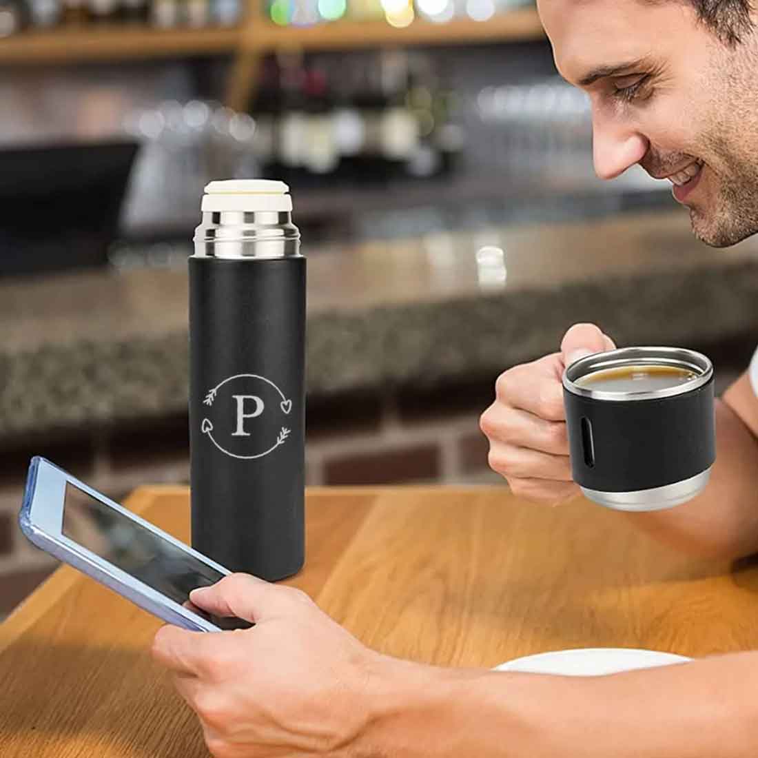 Custom Thermos Bottle With 2 Cup Set Travel Coffee Tea Mug Flask Gift Box - Image 30