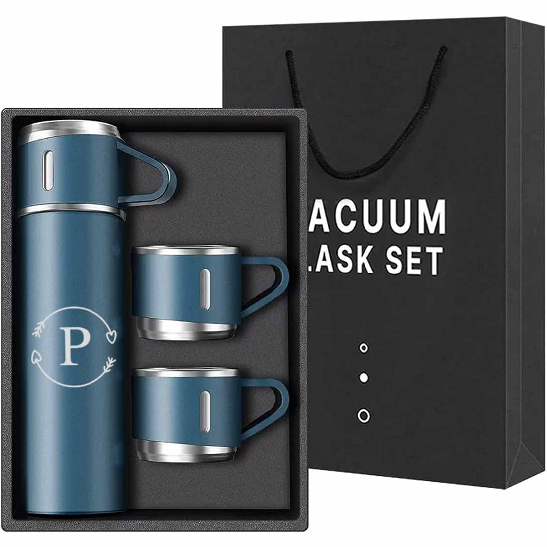 Custom Thermos Bottle With 2 Cup Set Travel Coffee Tea Mug Flask Gift Box - Image 34