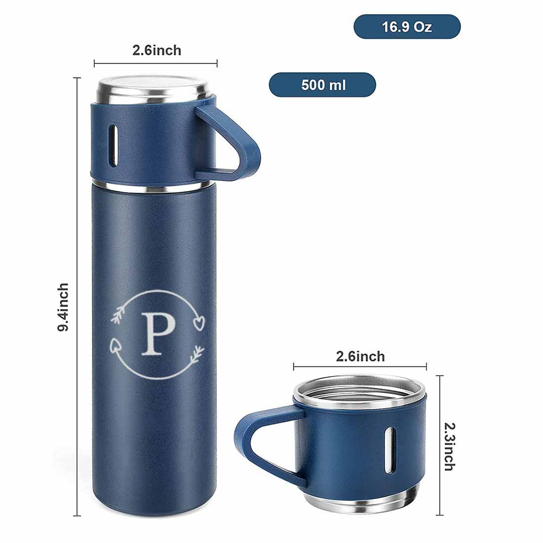 Custom Thermos Bottle With 2 Cup Set Travel Coffee Tea Mug Flask Gift Box - Image 35