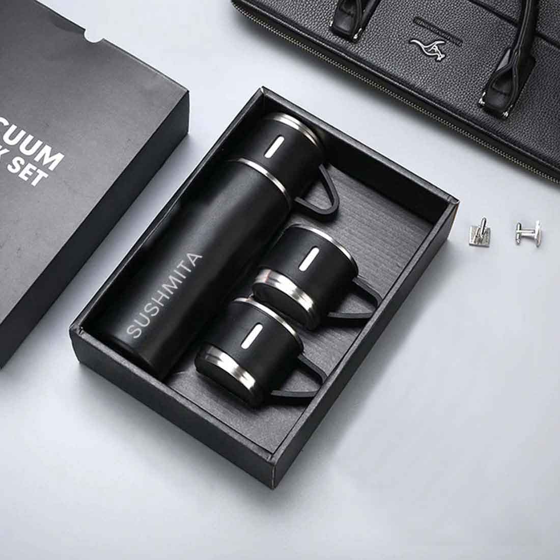 Custom Travel Mug Thermos With 2 Cups Gift Box Set - Add Name - Image 19
