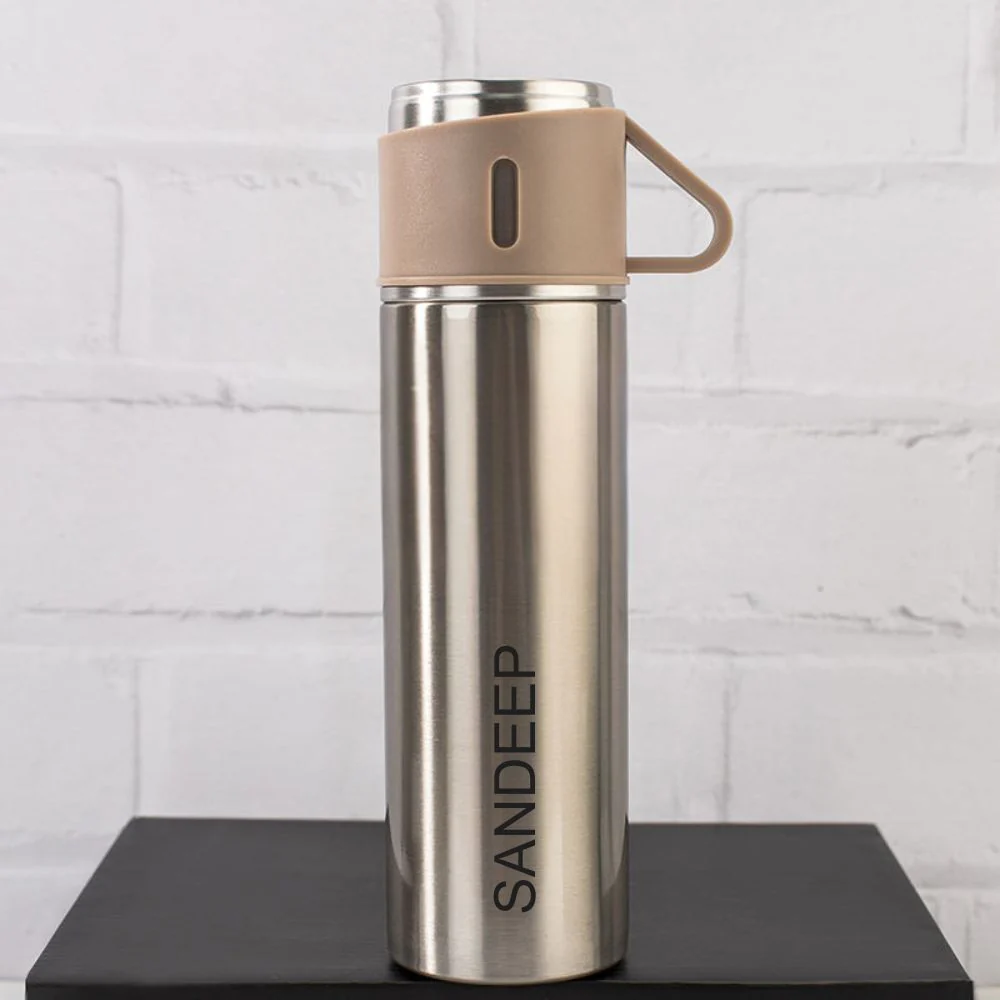 Custom Travel Mug Thermos With 2 Cups Gift Box Set - Add Name - Image 31