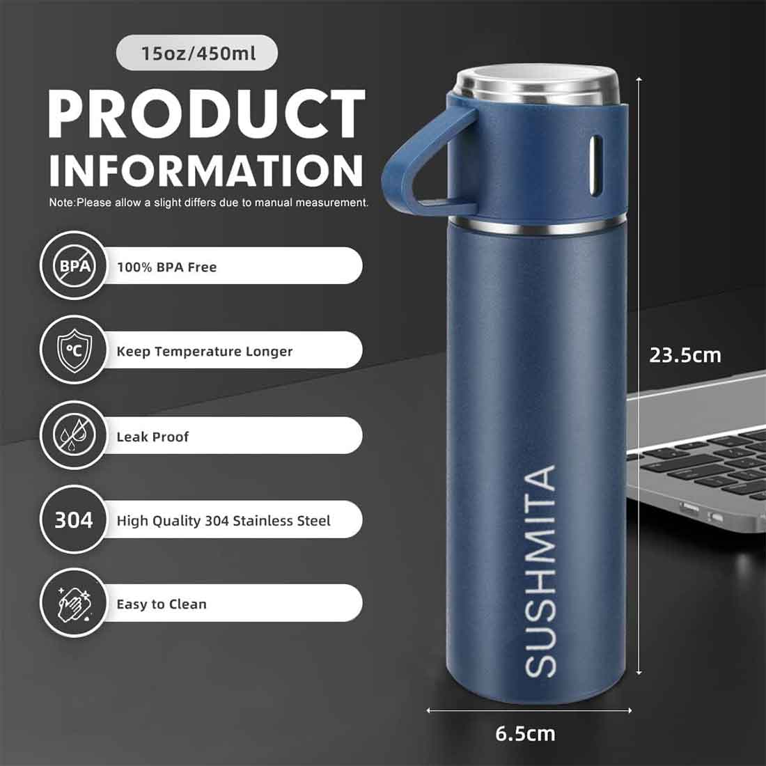 Custom Travel Mug Thermos With 2 Cups Gift Box Set - Add Name - Image 41