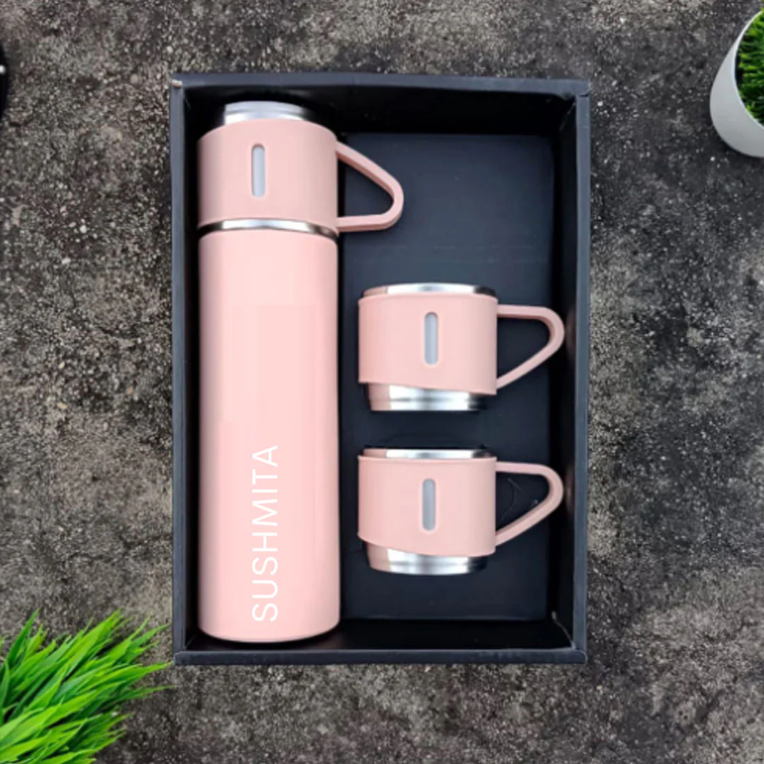 Custom Travel Mug Thermos With 2 Cups Gift Box Set - Add Name - Image 7