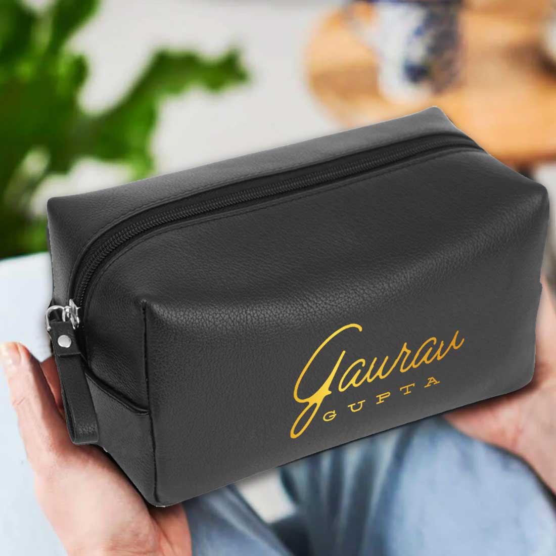 Custom Travelling Pouch for Men - Faux Leather Toiletries Bag - Image 3