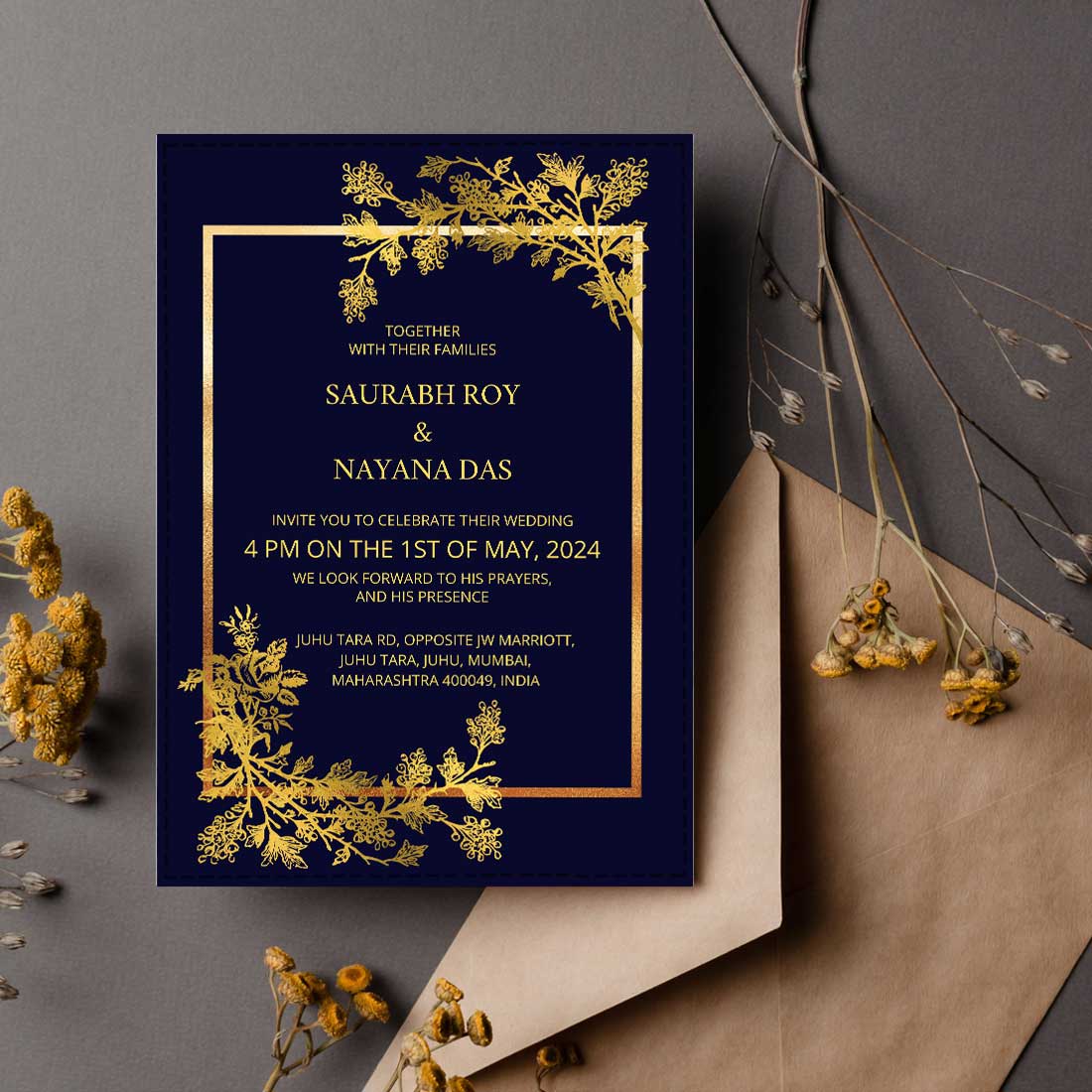 Custom Unique Wedding Card Design - Create Invitation Card for Wedding-6x9 Inches (Acrylic or Satin on Paper Board)(25 pcs) - Image 2