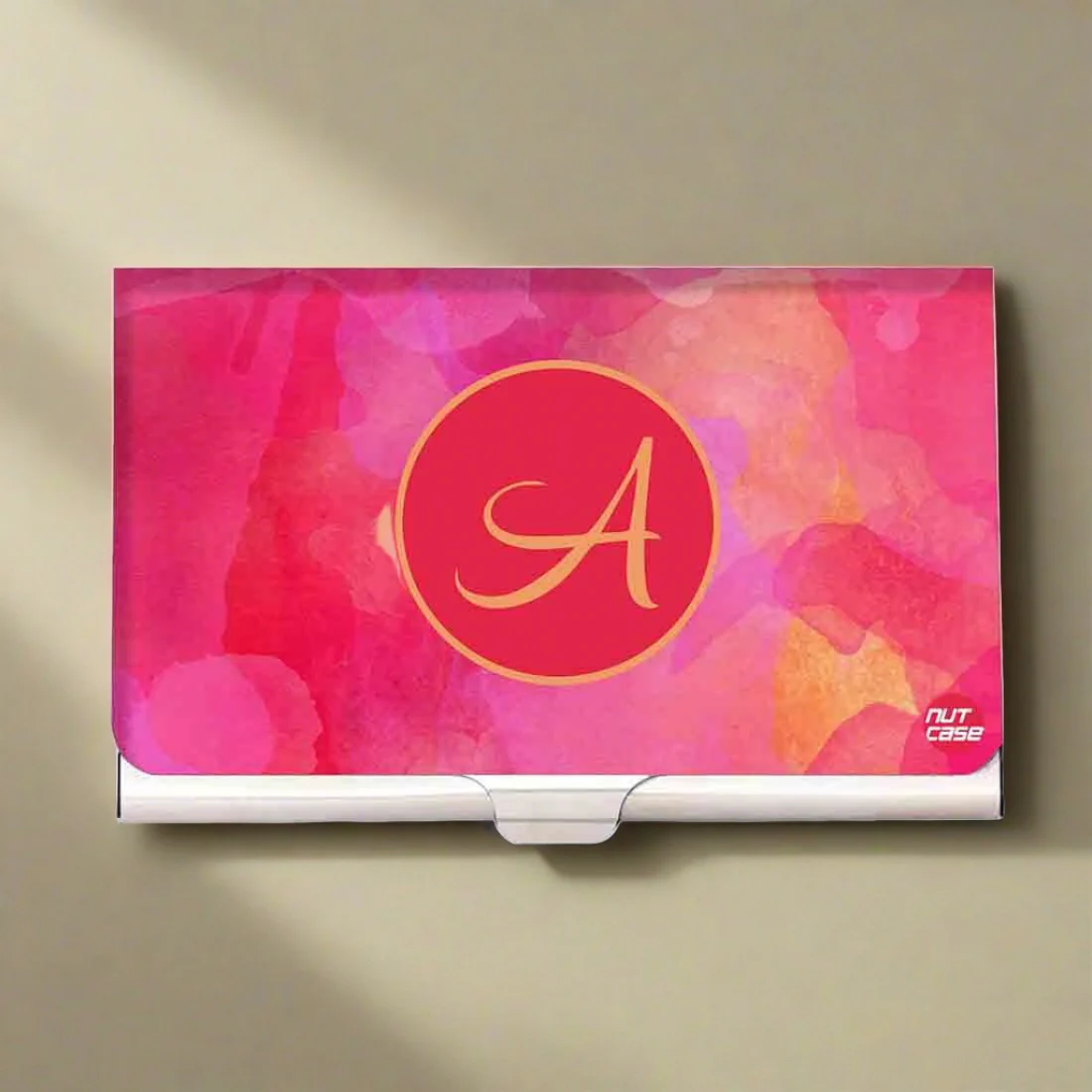 Customized Visiting Card Holder Case - Pink Watercolors