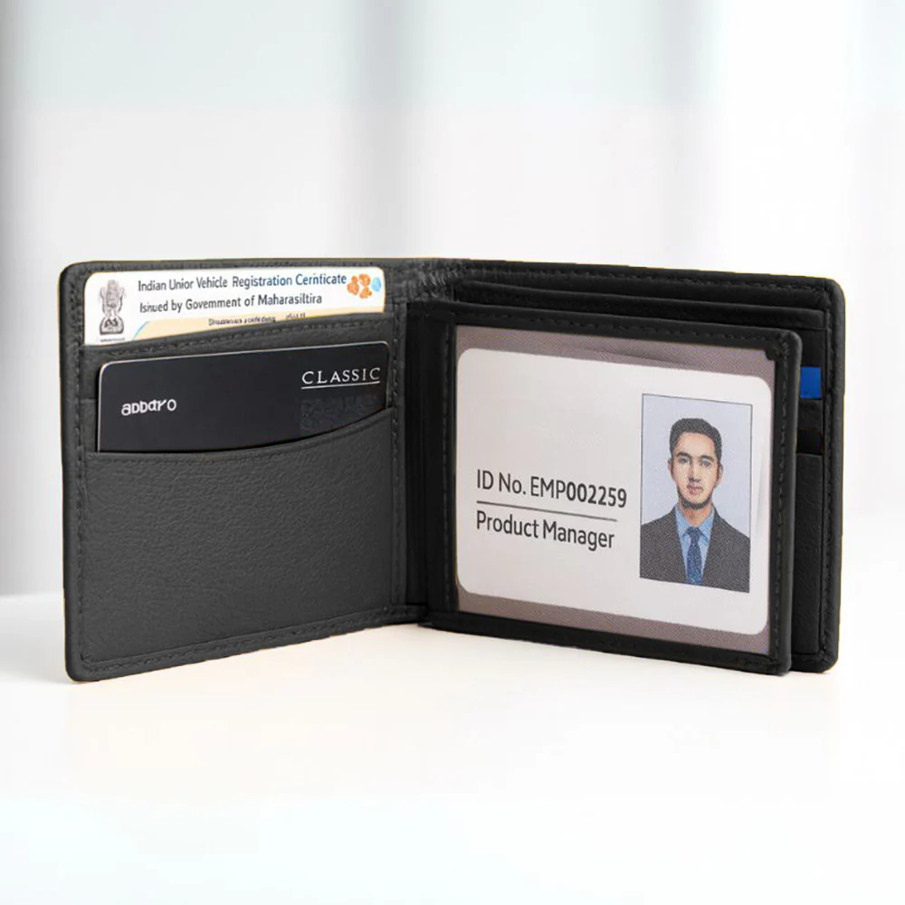 Custom Wallet for Men – Genuine Leather Premium Wallet with 9 Card Slots, Flip iCard Slot & 2 Cash Compartments - Image 4
