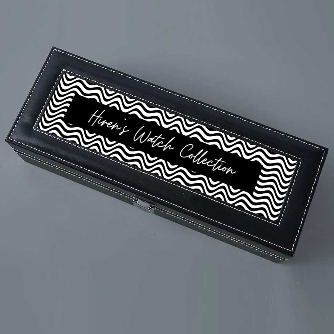 Custom Watch Box for Men - Black PU Leather Watch Organizer with 6 Slots - Image 5