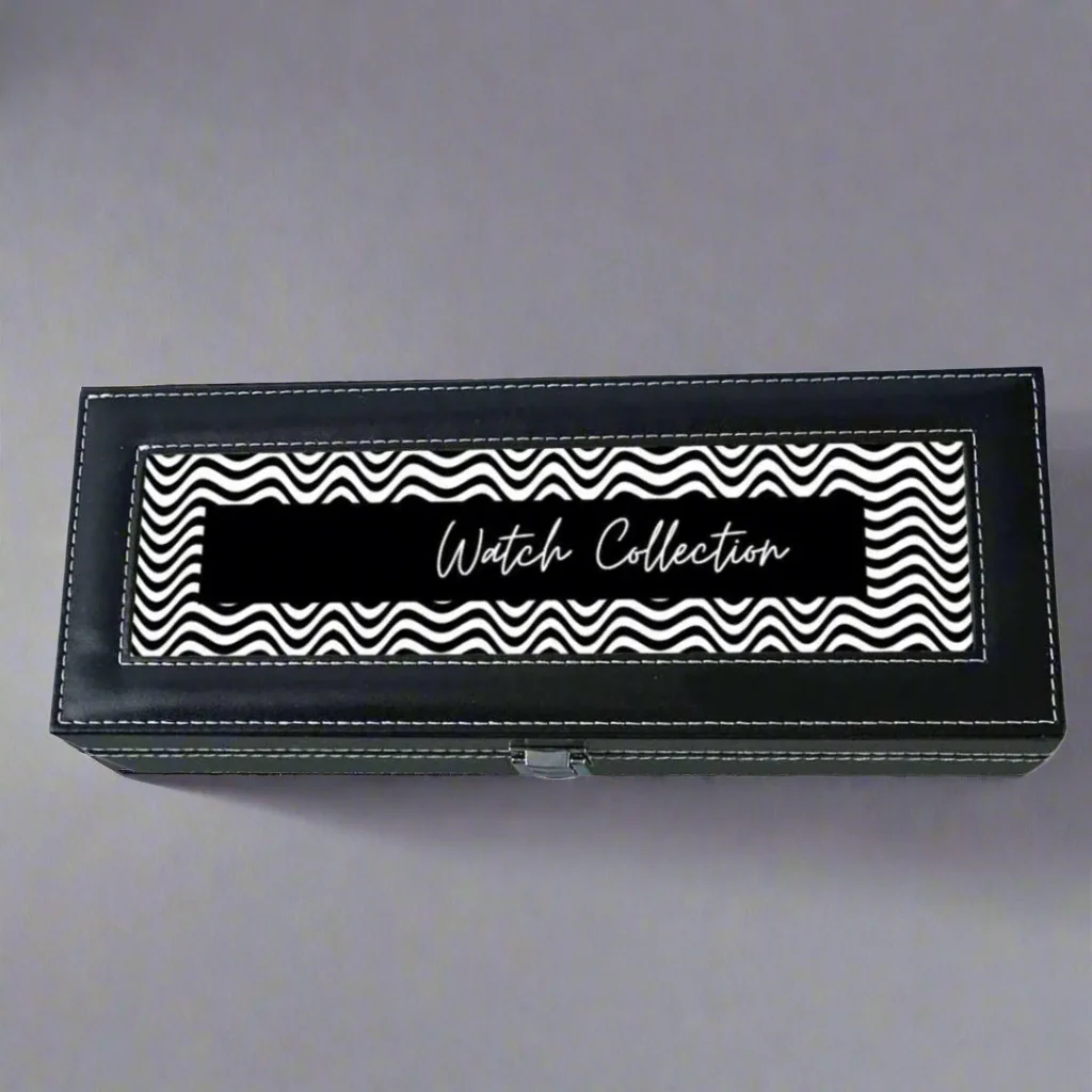 Custom Watch Box for Men - Black PU Leather Watch Organizer with 6 Slots - Image 8