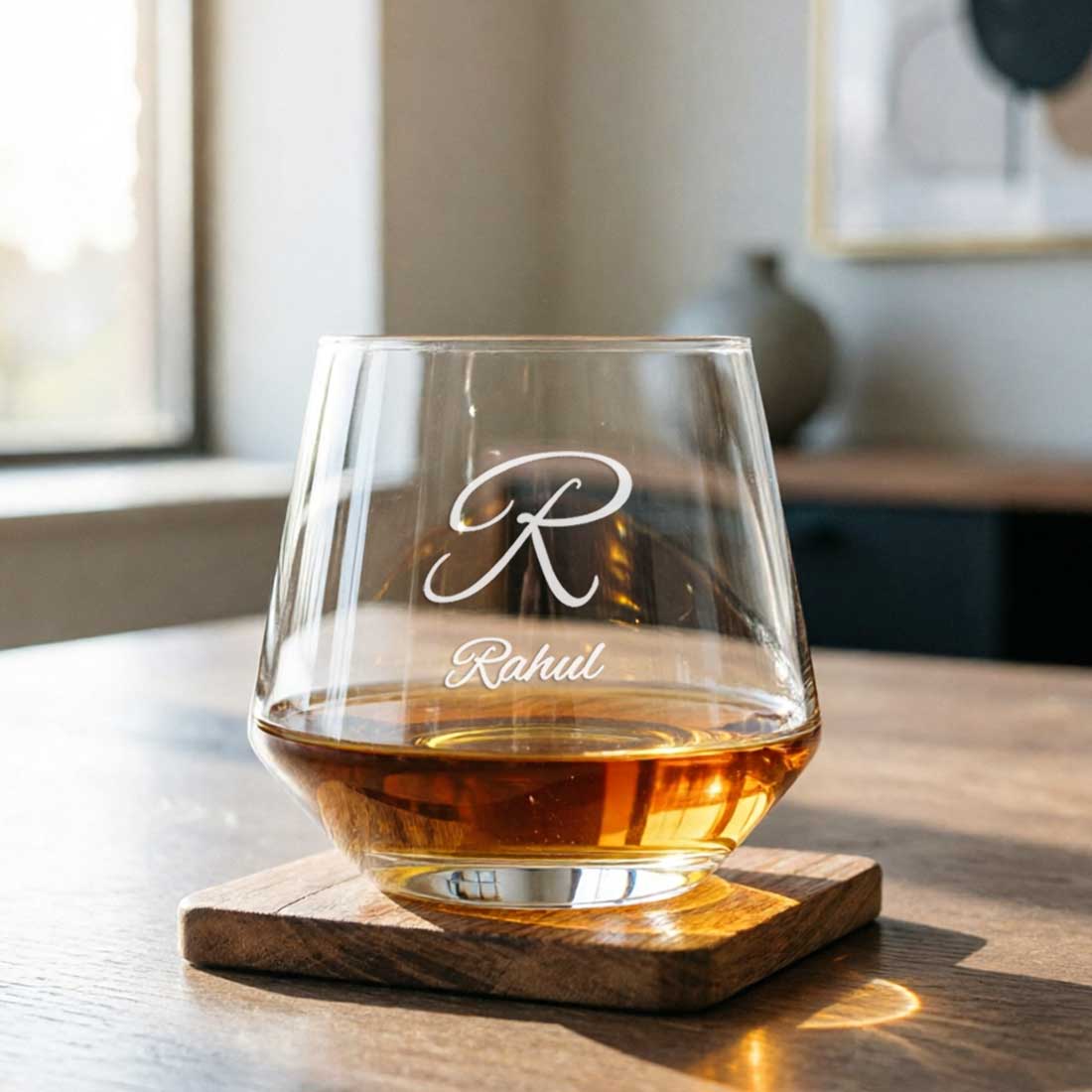 Nutcase Personalized Hexagon Whiskey Glass - Custom Engraved Modern Scotch Glass & Luxury Gift for Men - Image 2