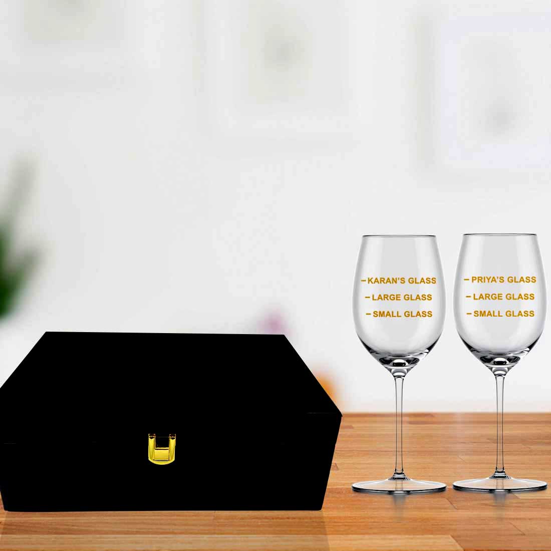 Custom Wine Glasses Gift Set Marriage Anniversary Gifts for Couple - Funny Measurement - Image 5