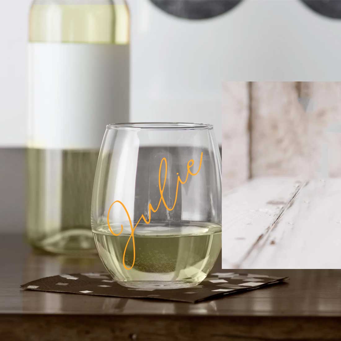 Custom Wine Glasses French Bistro Stemless Wine Glass Prosecco Gin Cocktail Glass - Design name - Image 6