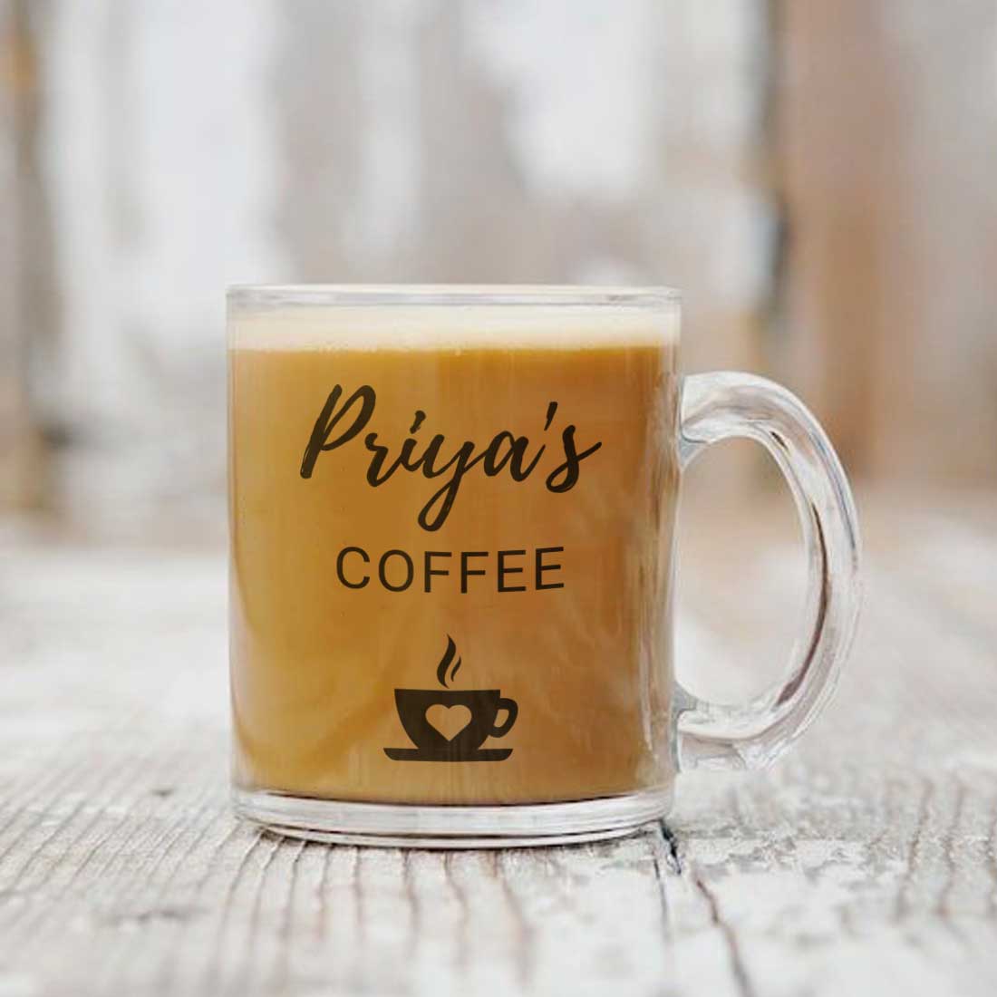 Customized Glass Coffee Mugs for Tea with Add Name - Cup