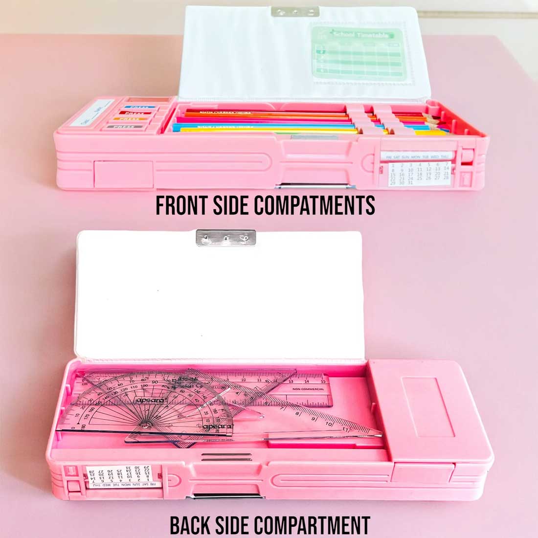Customised Pencil Box Switch Operated Multi-functional Compass Box for Kids with Press buttons - Image 4