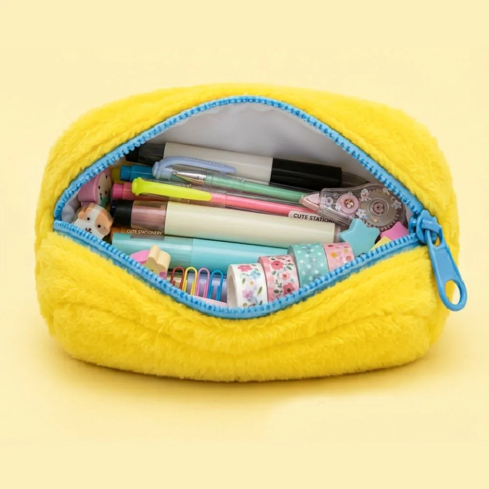 Customised Pencil Pouch with 3D Ears | Birthday Gift for Kids | Plush Faux Fur Pencil Box - Image 10