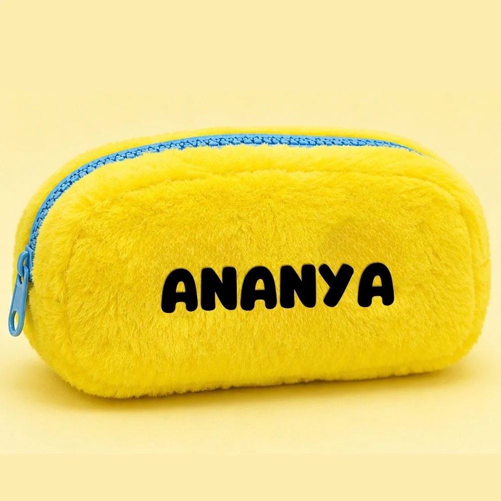 Customised Pencil Pouch with 3D Ears | Birthday Gift for Kids | Plush Faux Fur Pencil Box - Image 11