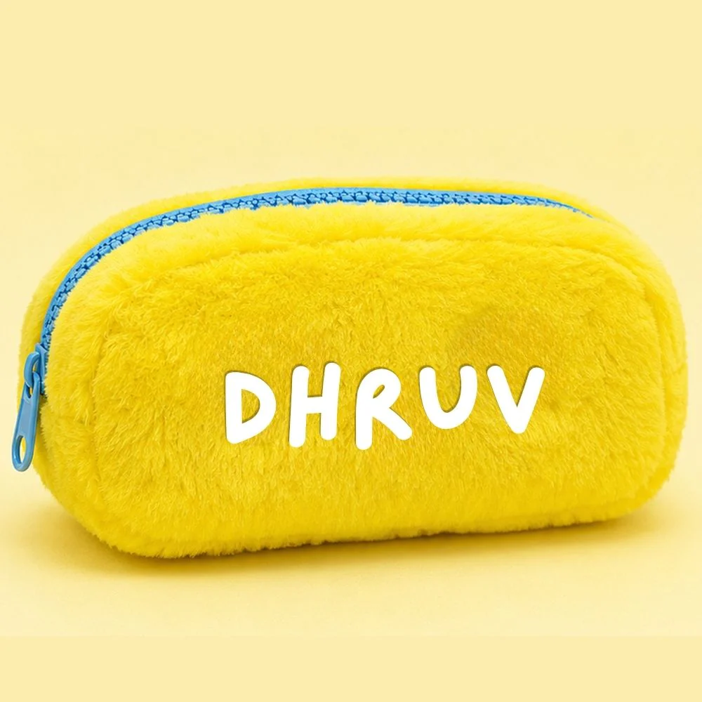 Customised Pencil Pouch with 3D Ears | Birthday Gift for Kids | Plush Faux Fur Pencil Box - Image 12