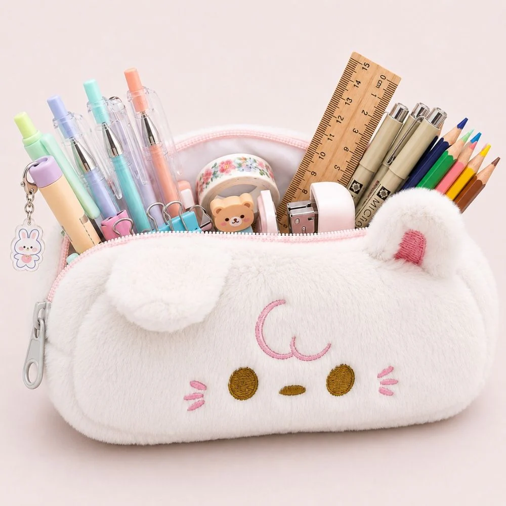 Customised Pencil Pouch with 3D Ears | Birthday Gift for Kids | Plush Faux Fur Pencil Box - Image 17