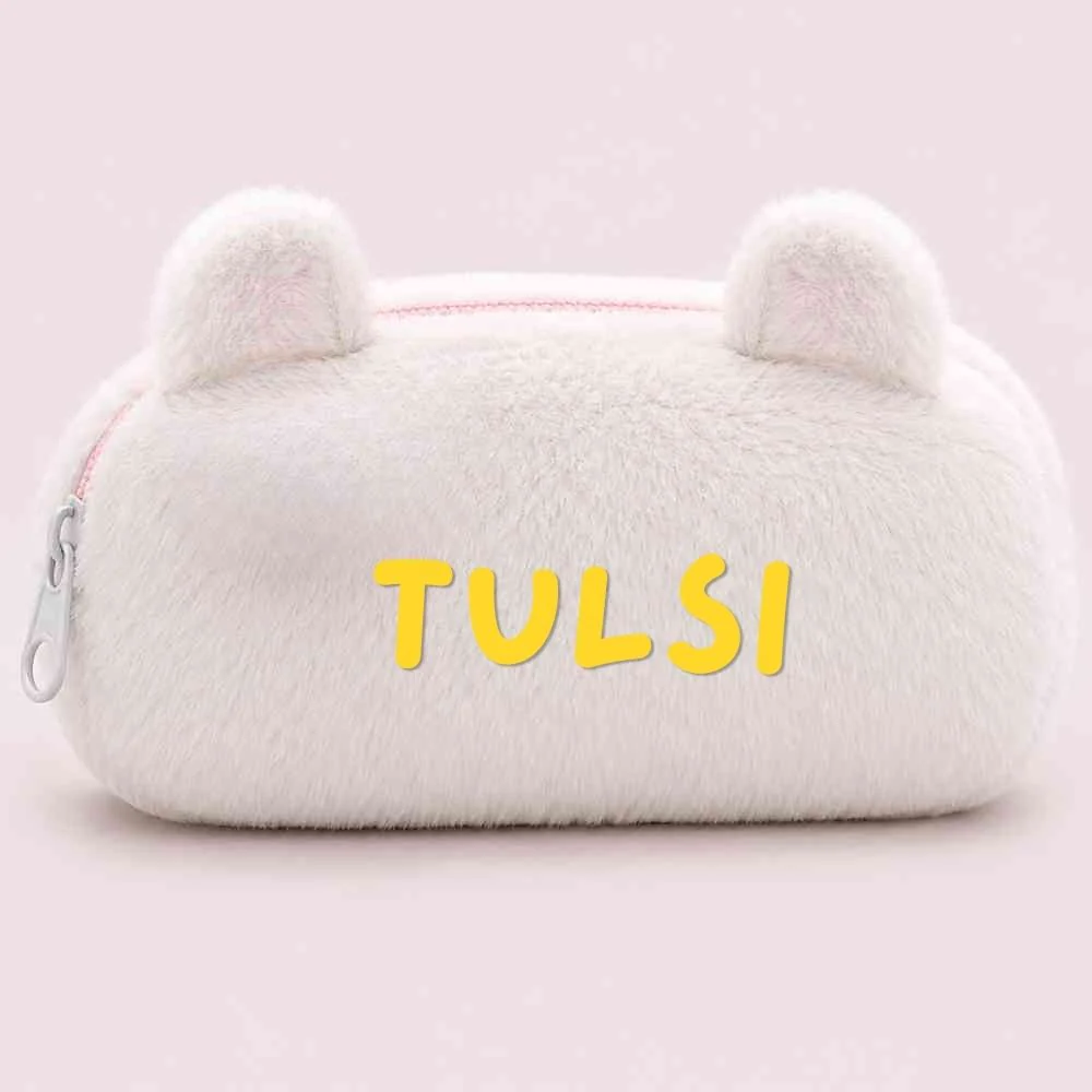 Customised Pencil Pouch with 3D Ears | Birthday Gift for Kids | Plush Faux Fur Pencil Box - Image 18