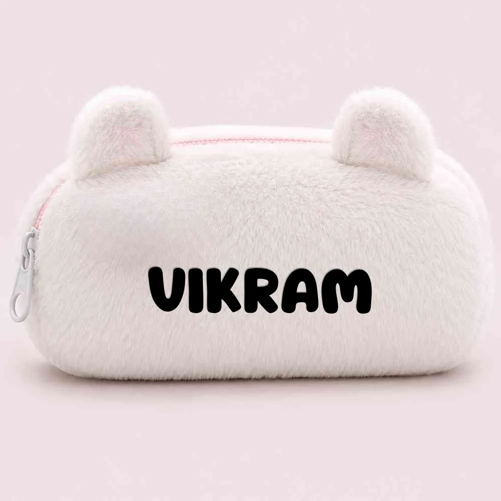 Customised Pencil Pouch with 3D Ears | Birthday Gift for Kids | Plush Faux Fur Pencil Box - Image 19