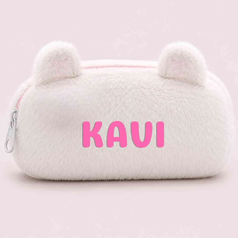 Customised Pencil Pouch with 3D Ears | Birthday Gift for Kids | Plush Faux Fur Pencil Box - Image 20