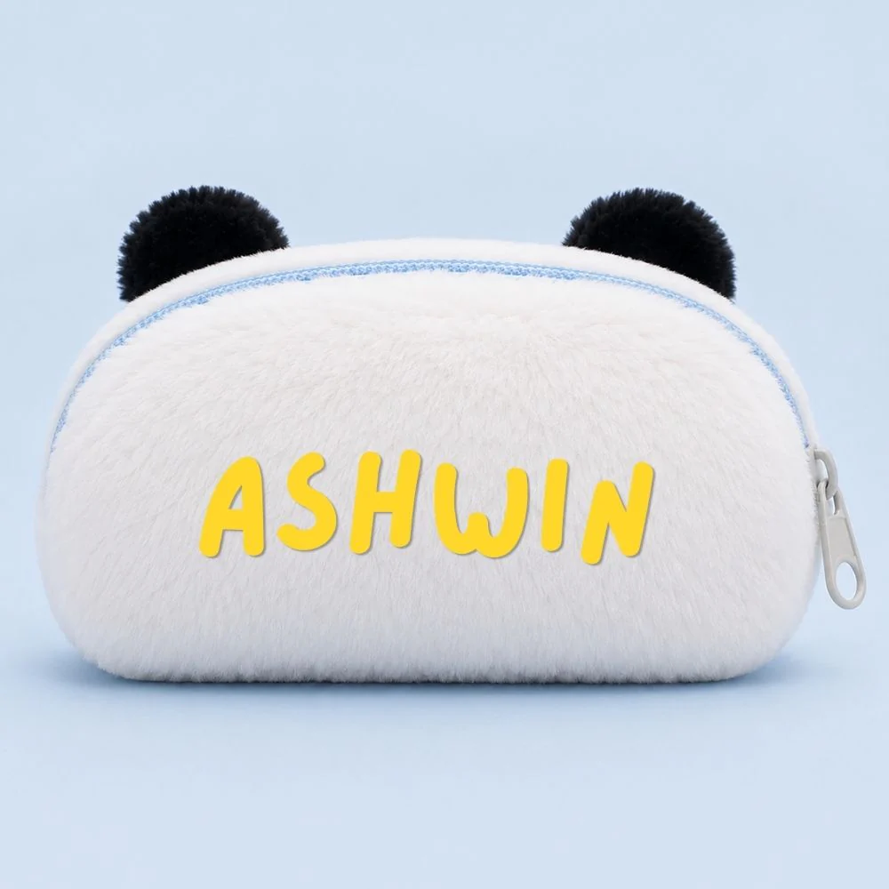 Customised Pencil Pouch with 3D Ears | Birthday Gift for Kids | Plush Faux Fur Pencil Box - Image 24
